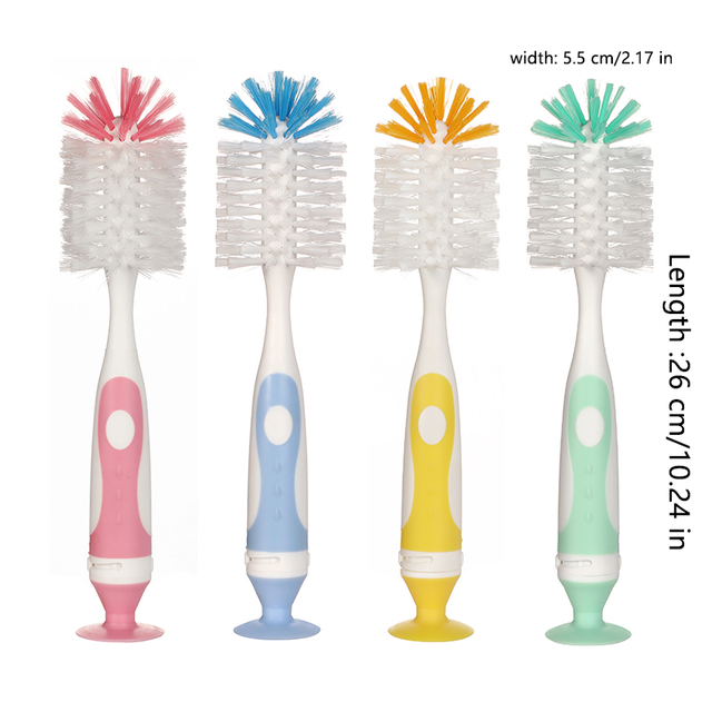 2 in 1 Mother-child Nylon Baby Bottle Cup Cleaning Brush Suction Stand Type Feeding Cleaner Tools Idea for Water Vacuum Flask Cup