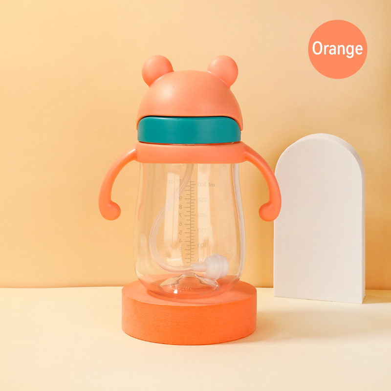  Eco-Friendly Tritan Bear Design Kids Straw Water Bottle - Leak-Proof, Portable Handle for Outdoor Training Cup