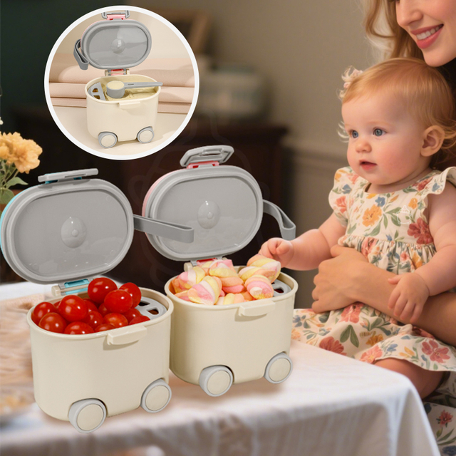 400ml SAIDAH SD8128 Wheels Type Portable Large Capacity Milk Powder Container with Handle