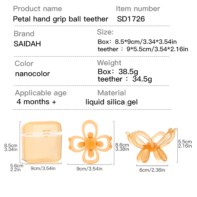 BPA-Free Petal Hand Grip Teether Ball - Gentle on Gums & Perfect for Little Hands