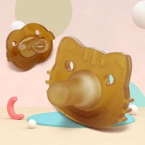 Newborn Baby Pacifier - Cute Cartoon Cat Shape, Day & Night Soothing & Teething Relief, 100% Silicone with Nano Silver (Includes Pacifier Clip & PP Storage Case)