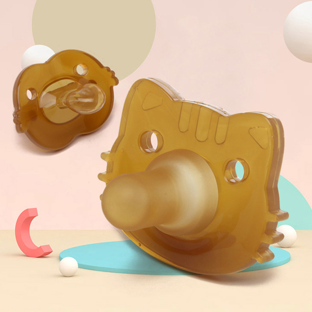 Newborn Baby Pacifier - Cute Cartoon Cat Shape, Day & Night Soothing & Teething Relief, 100% Silicone with Nano Silver (Includes Pacifier Clip & PP Storage Case)