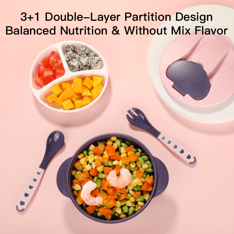 Double-Layer Divided Baby Food Bowl - Prevent Flavor Mixing - BPA Free PP