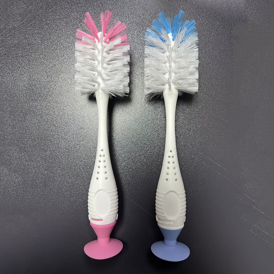 Nylon Dual Brush for Baby Feeding Gear with Suction Stand Support