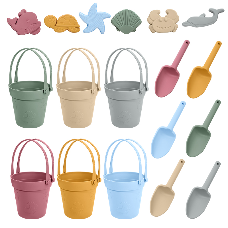 8-in-1 Food-Grade Silicone Kids Sand & Bath & Beach Toys Set | Beach Play Kit for Toddlers | Summer Outdoor Playing Tools (Shovel, Molds) - Lightweight & Travel-Friendly