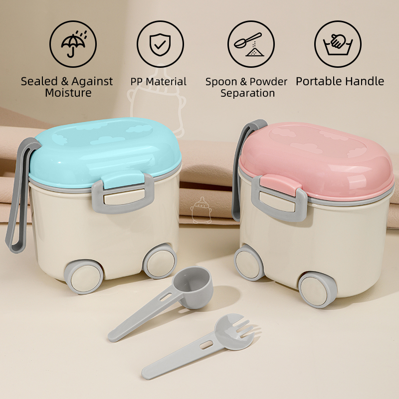 400ml SAIDAH SD8128 Wheels Type Portable Large Capacity Milk Powder Container with Handle