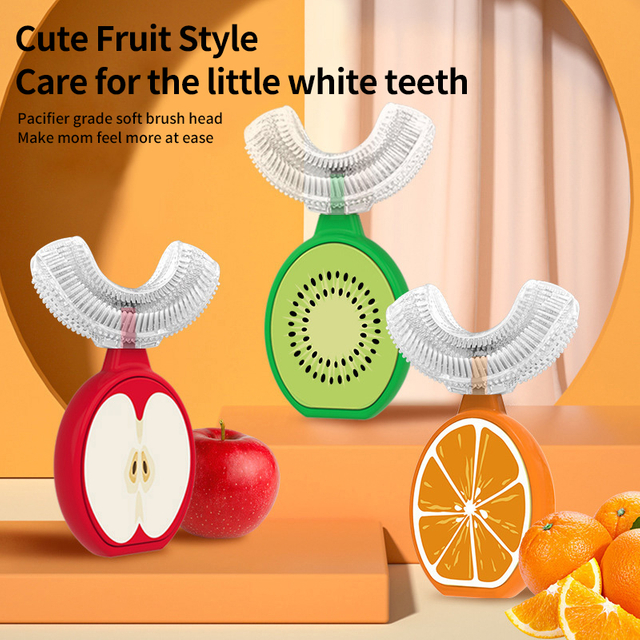 U-Shaped Toothbrush for Toddlers | 360° Auto-Clean with Food Grade Silicone Bristles | Teething & Training Set (1-3 Years)
