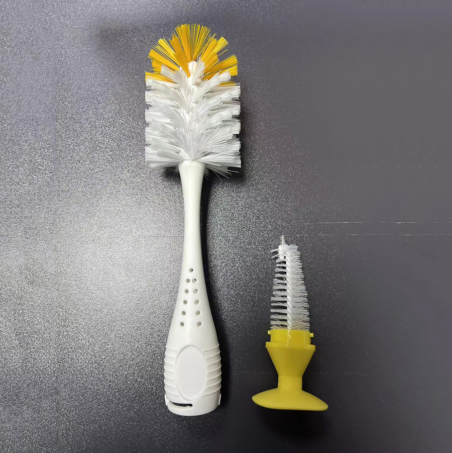 Nylon Dual Brush for Baby Feeding Gear with Suction Stand Support
