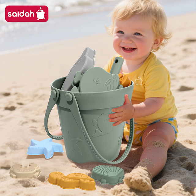 8-in-1 Food-Grade Silicone Kids Sand & Bath & Beach Toys Set | Beach Play Kit for Toddlers | Summer Outdoor Playing Tools (Shovel, Molds) - Lightweight & Travel-Friendly