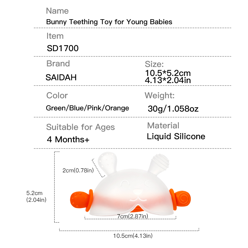 SD1700 Adorable Bunny Teething Toy with Hidden Handle: Ideal for Tiny Babies - Soothe Those First Teeth!