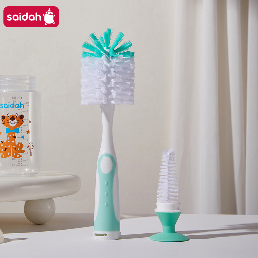 2 in 1 Mother-child Nylon Baby Bottle Cup Cleaning Brush Suction Stand Type Feeding Cleaner Tools Idea for Water Vacuum Flask Cup