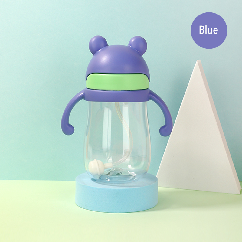  Eco-Friendly Tritan Bear Design Kids Straw Water Bottle - Leak-Proof, Portable Handle for Outdoor Training Cup