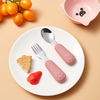 Kids Silicone Handle Spoon & Fork Set - 304 Stainless Steel Toddler Utensils (11.5cm, BPA-Free)