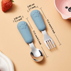 Kids Silicone Handle Spoon & Fork Set - 304 Stainless Steel Toddler Utensils (11.5cm, BPA-Free)