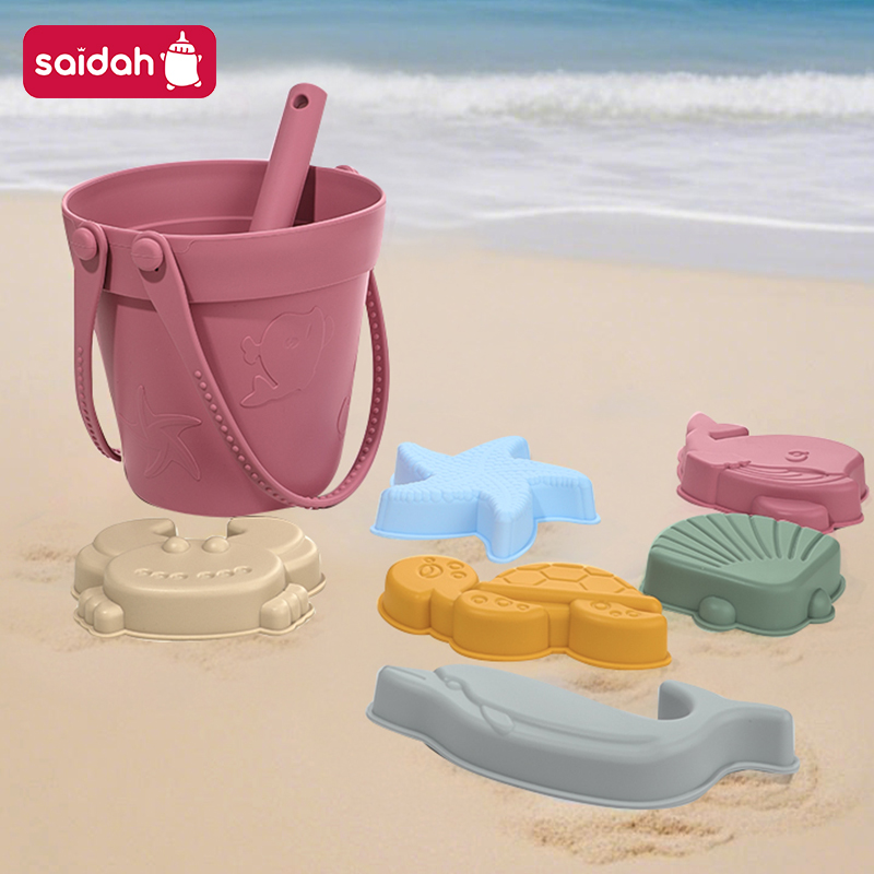 8-in-1 Food-Grade Silicone Kids Sand & Bath & Beach Toys Set | Beach Play Kit for Toddlers | Summer Outdoor Playing Tools (Shovel, Molds) - Lightweight & Travel-Friendly