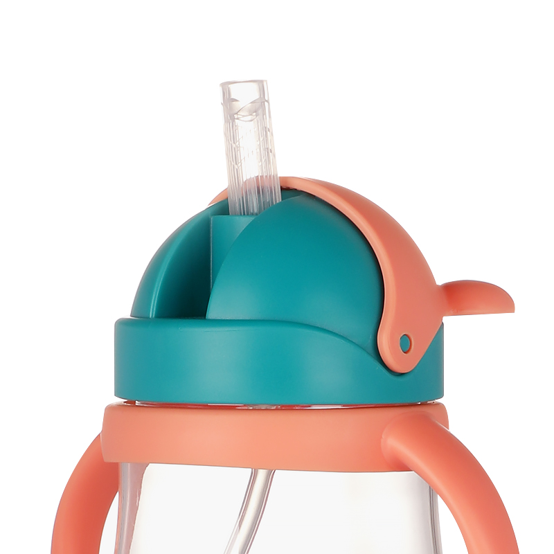  Eco-Friendly Tritan Bear Design Kids Straw Water Bottle - Leak-Proof, Portable Handle for Outdoor Training Cup