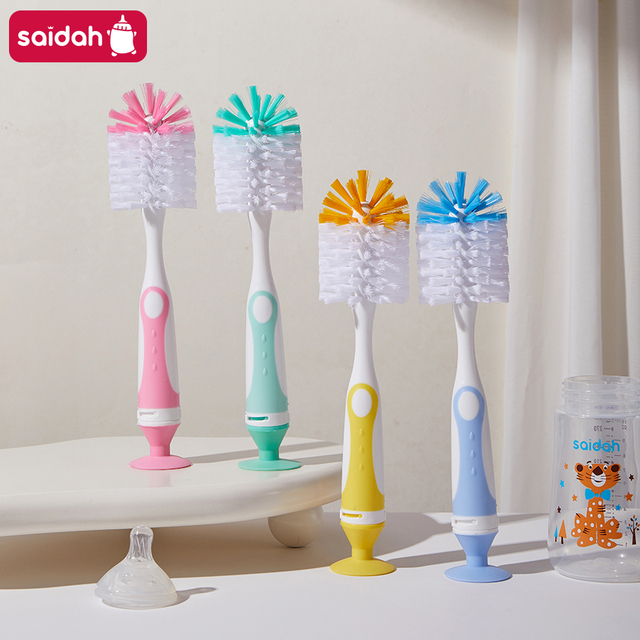 2 in 1 Mother-child Nylon Baby Bottle Cup Cleaning Brush Suction Stand Type Feeding Cleaner Tools Idea for Water Vacuum Flask Cup