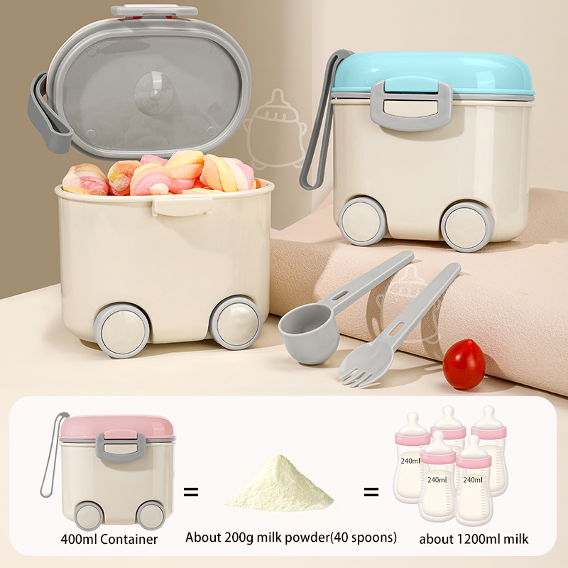 400ml SAIDAH SD8128 Wheels Type Portable Large Capacity Milk Powder Container with Handle