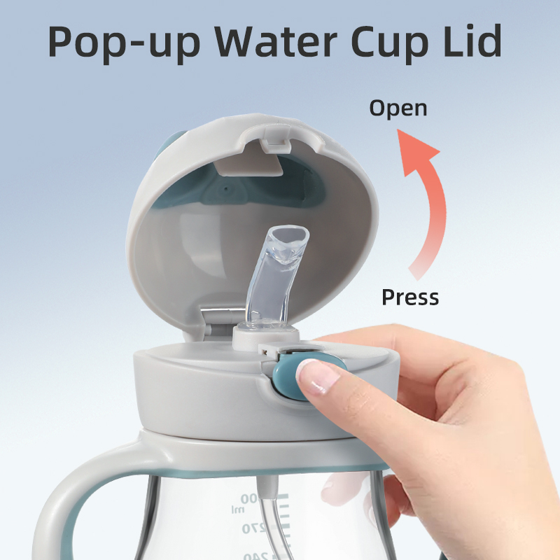 Pop-Up Straw Sippy Cup 300ml | BPA-Free Cat Ear Trainer Cup for Babies 6M+ | Leak-Proof & Easy Clean