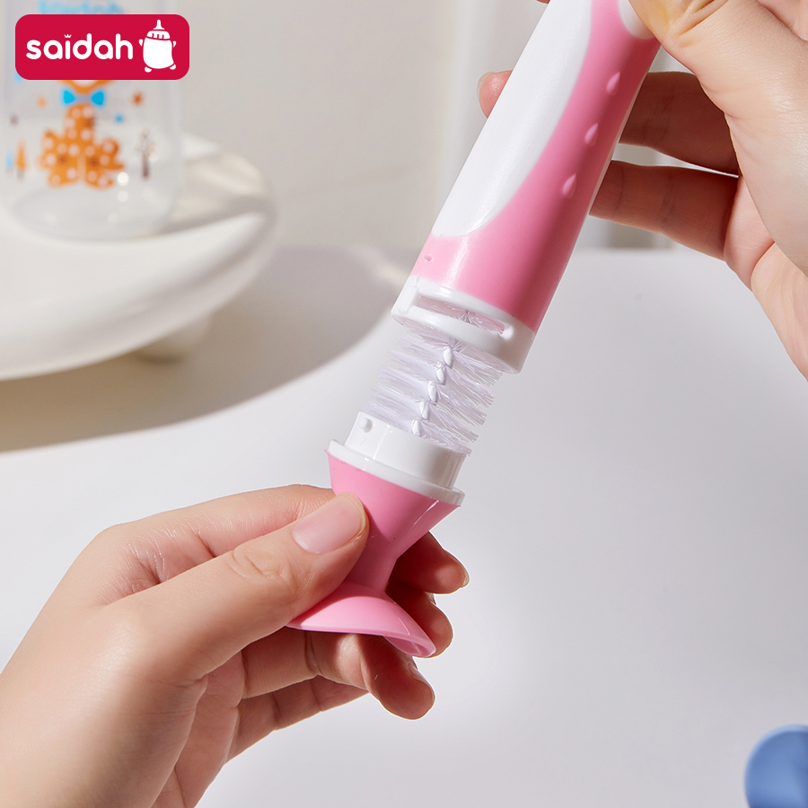 2 in 1 Mother-child Nylon Baby Bottle Cup Cleaning Brush Suction Stand Type Feeding Cleaner Tools Idea for Water Vacuum Flask Cup