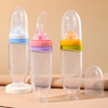 120 ml/4oz Infant Baby Liquid Silicone Food Squeeze Feeder | Fruit Puree & Rice Paste Dispenser | Detachable Spoon | Non-Slip Suction Base | Single-Hand Feeding Design