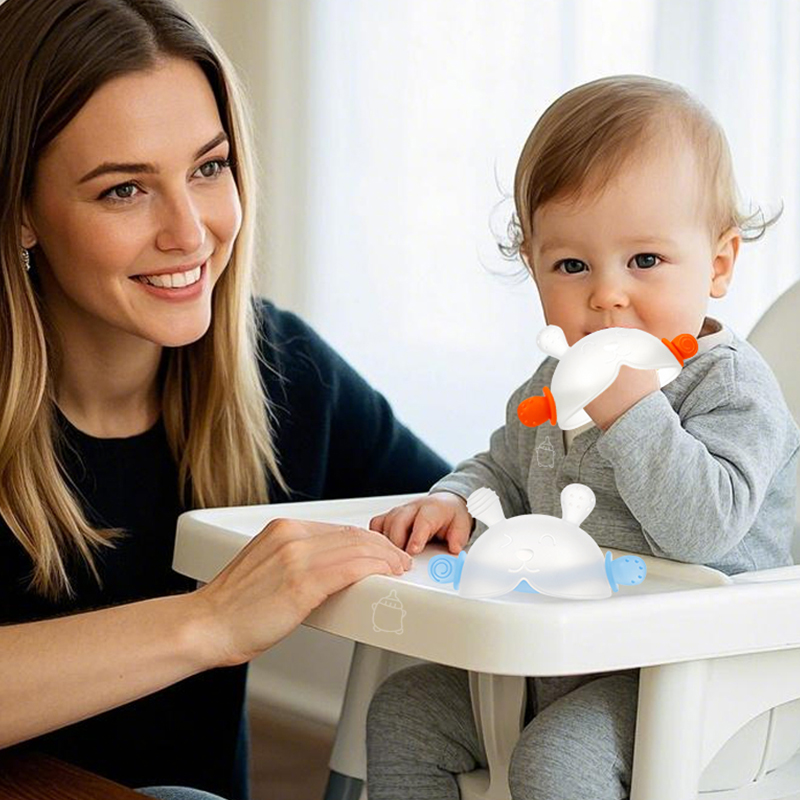 SD1700 Adorable Bunny Teething Toy with Hidden Handle: Ideal for Tiny Babies - Soothe Those First Teeth!