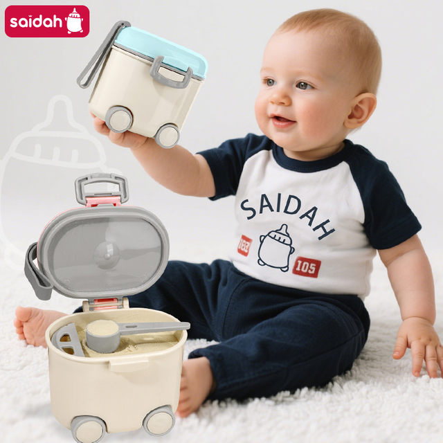 400ml SAIDAH SD8128 Wheels Type Portable Large Capacity Milk Powder Container with Handle