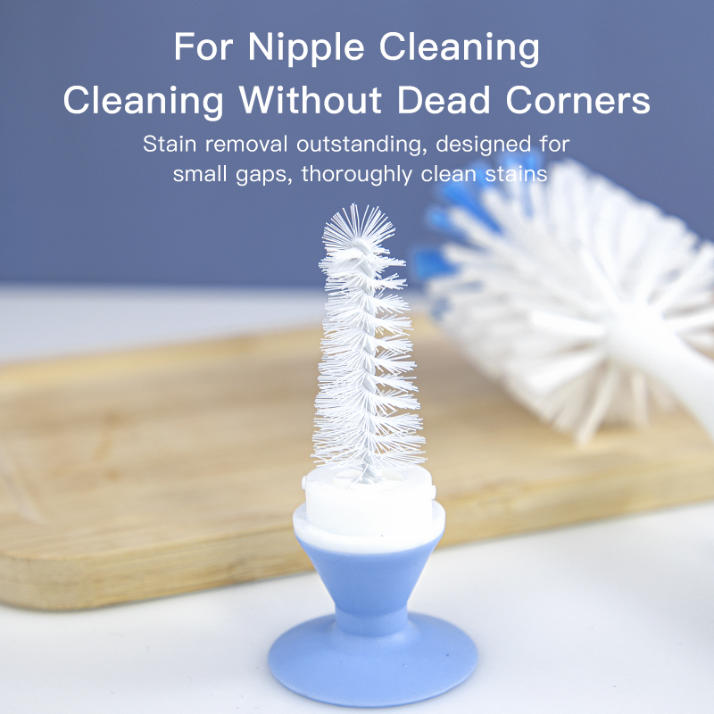 Baby bottle cleaning brush materials and design components